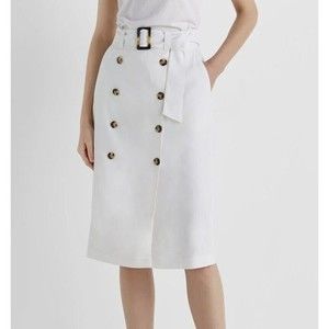 CLUB MONACO Linen Blend Belted Midi Skirt Unknown Size Check Measurements
